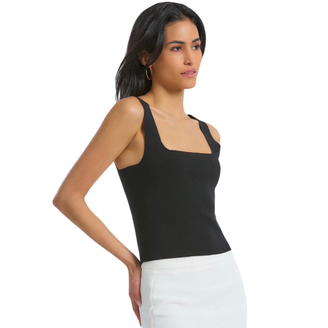 Hannah's Of Erin - Erin Ontario - 525 - Eva Tank Top - Black Form fitting with wide straps (perfect for covering underpinnings), Eva is a must-have layering piece with endless versatility.  Fitted Length: 19" Turn garment inside out. Machine wash cold water with like colors. Gentle cycle. Tumble dry low. Do not bleach. Cool iron if needed. 65% Viscose, 35% Polyamide Style #: 110004779