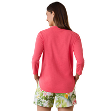Load image into Gallery viewer, Hannahs Of Erin-Erin Ontario - Tommy Bahama -Ashby 3/4 sleeve Tee - Pink. Brand: Tommy Bahama Essential Style: Perfect for summer, great for layering. Design Features: Scoop neckline, shirt-style hemline. Comfortable Fabric: Soft cotton with a relaxed slubbed texture. Casual Appeal: Shirttail hem and ¾-length sleeves for a laid-back feel. Versatility: Ideal for mornings at home and long days in the countryside. Material: Crafted from 100% cotton.
