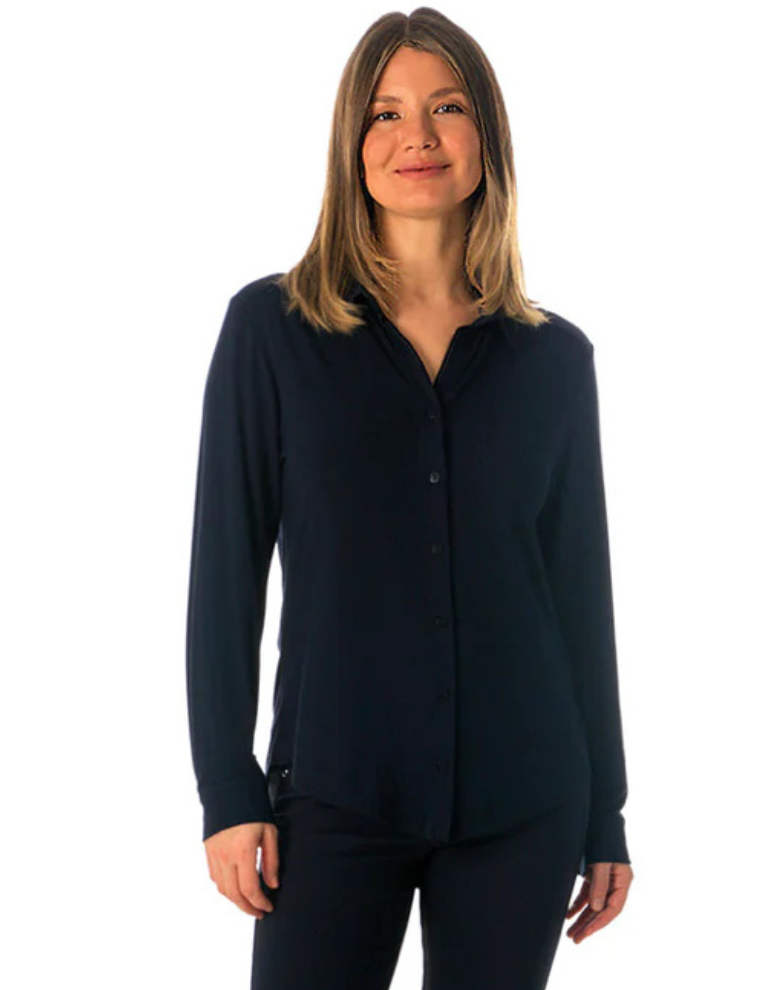 HannahsOfErin-ErinOntario-Beddome
Must-Have: Eco bamboo knit top black style 229
Style: Combines style and eco-friendliness.
Fit: Relaxed with a curved hem; flattering for all body types.
Length: Chic 26-inch center back.
Composition: 95% bamboo, 5% spandex for softness.
Versatile: Suitable for casual and dressy occasions.
Easy Pairing: Pairs well with jeans, skirts, or tailored pants.
Wardrobe Essential: A stylish addition to eco-friendly wardrobes.
