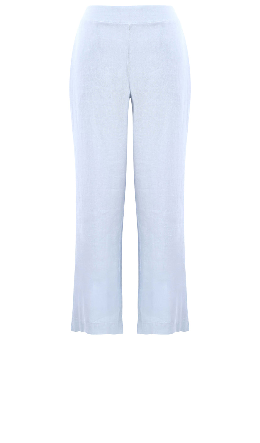 Hannahs Of Erin-Erin Ontario- Dolcezza- Linen Pant 
100% linen fabric 
Relaxed wide-leg silhouette for effortless movement
Smooth elastic waistband for a flattering, easy fit
Lightweight and airy for all-day wear
wide leg, full length. available in two colours Indigo & white