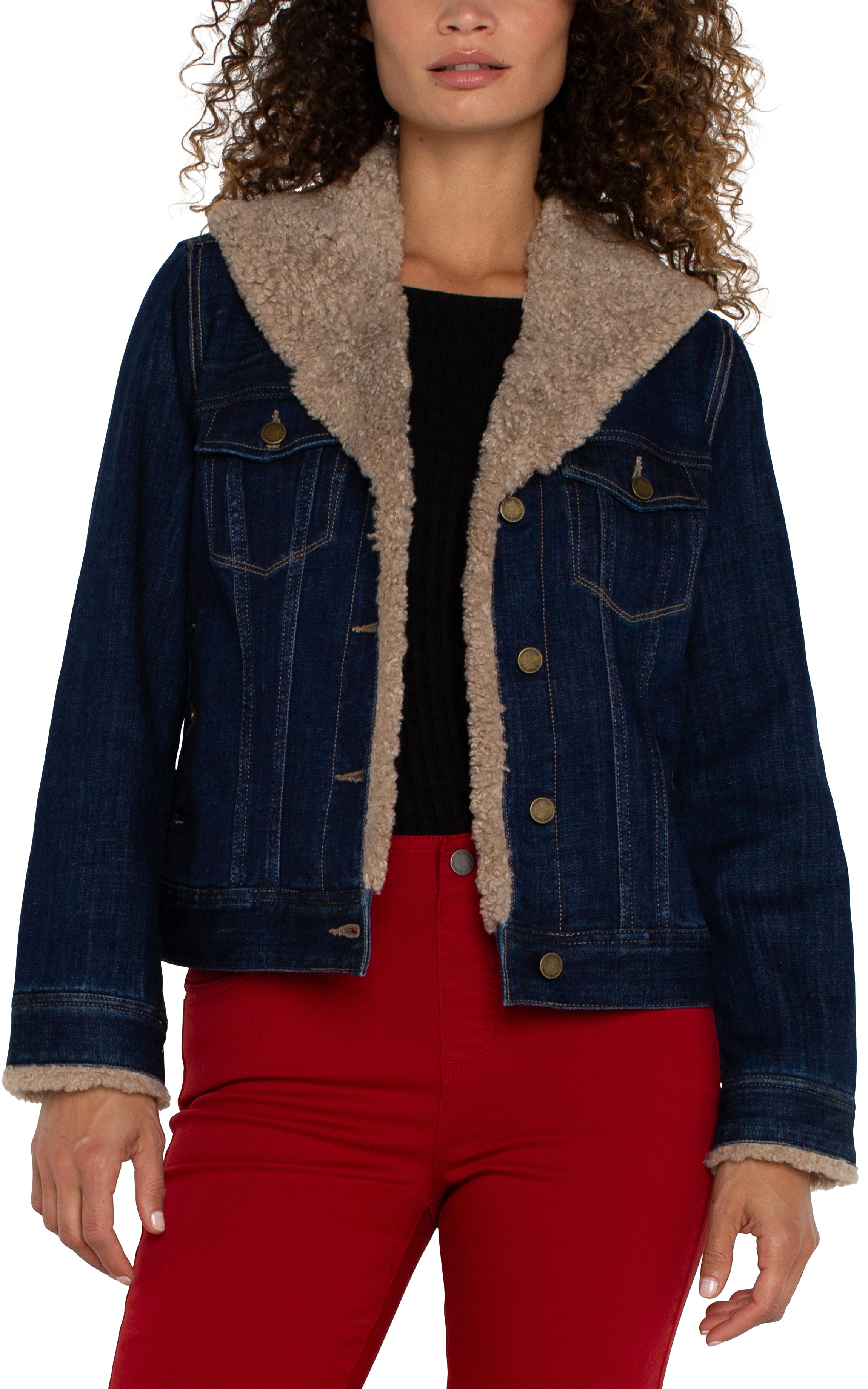 Denim jacket with lambswool lining on sale